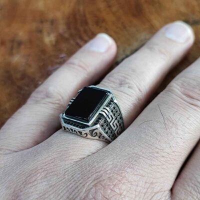 Persian Agate Silver Ring for Men Elegance Mostafa