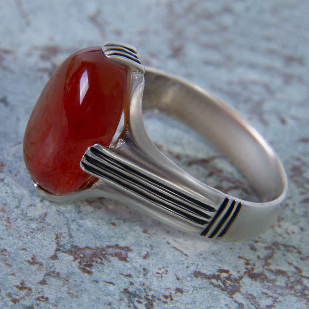 Persian Agate Silver Ring for Men Elegance Sima