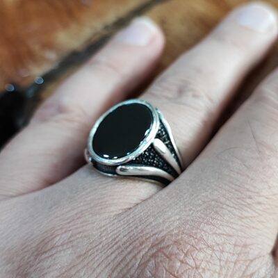 Persian Agate Silver Ring for Men Elegance Pedram