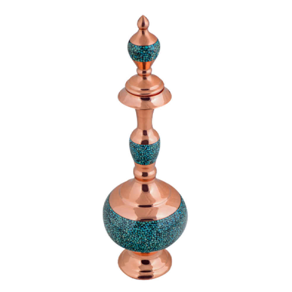 Decorative Copper Bottle Persian Artisan-Crafted Turquoise Inlay Ava