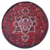 Traditional Red Persian Footstool with Wooden Legs and Velvet Fabric Arka