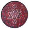 Traditional Red Persian Footstool with Wooden Legs and Velvet Fabric Aylin