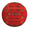 Round Velvet Footstool with Wooden Legs Inspired by Persian Art Red Azar