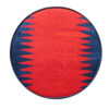 Traditional Red Persian Footstool with Wooden Legs and Velvet Fabric Navy Blue Farsh