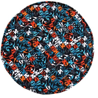 Traditional Persian Footstool with Wooden Legs and Velvet Fabric Blue
