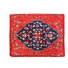 Traditional Red Persian Footstool with Wooden Legs and Velvet Fabric Mona