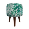 Luxurious Velvet Footstool with Wooden Legs Round Sabz
