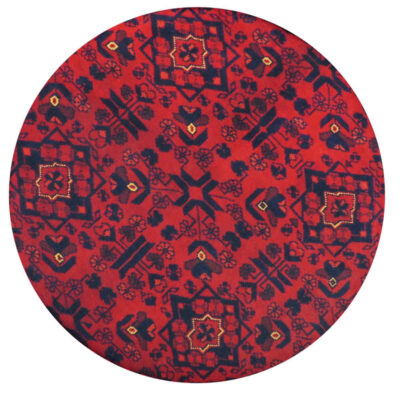 Traditional Red Persian Footstool with Wooden Legs and Velvet Fabric Sorkh