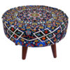 Traditional Persian Footstool with Wooden Legs and Velvet Fabric Tile