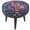 Traditional Persian Footstool with Wooden Legs and Velvet Fabric Zoha