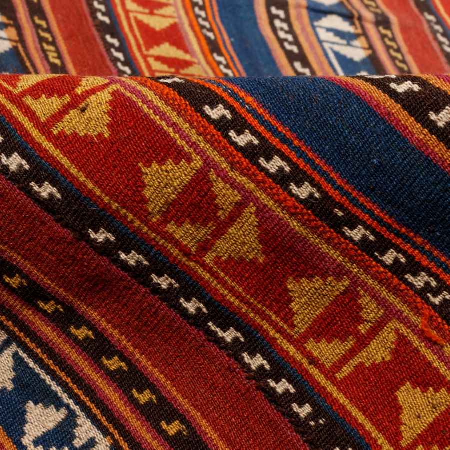 Authentic Persian Jajim Flat-Woven Striped Rug Roza