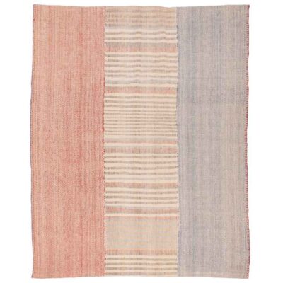 Authentic Persian Jajim Flat-Woven Striped Rug Tava