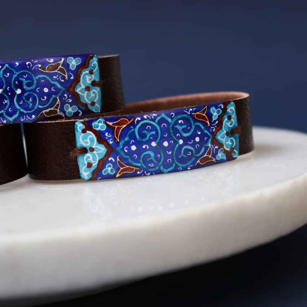 Leather & Copper Bracelet Minakari – Artistic Raika