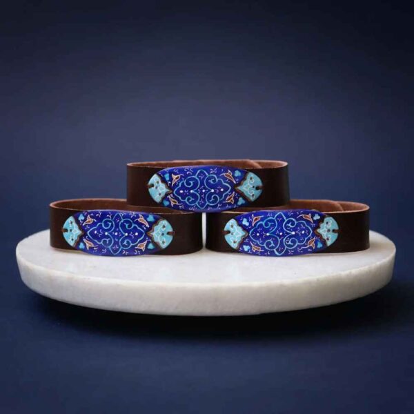 Leather & Copper Bracelet Minakari - Artistic Yavar