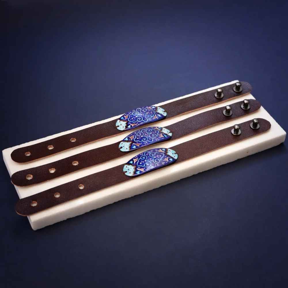 Leather & Copper Bracelet Minakari – Artistic Yavar