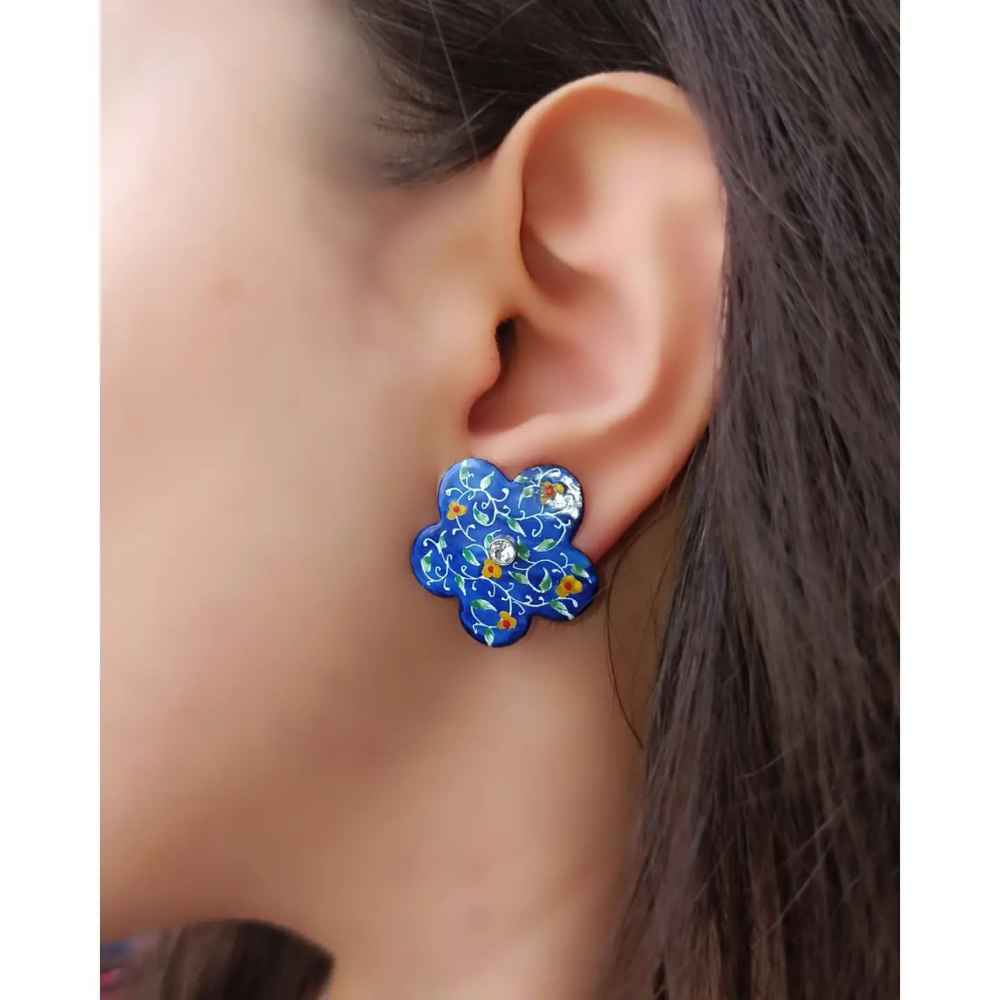 Persian Earrings Handcrafted with Minakari Artistic Bahar