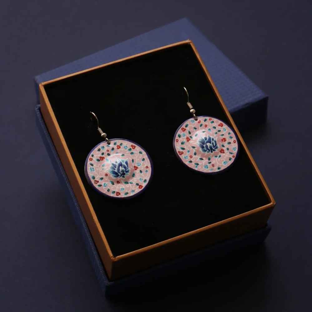 Persian Earrings Handcrafted with Minakari Artistic Flower