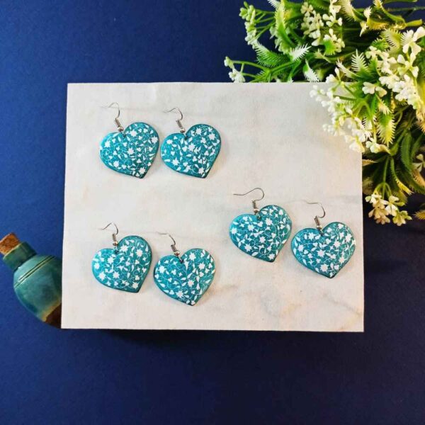 Persian Earrings Handcrafted with Minakari Artistic Heart