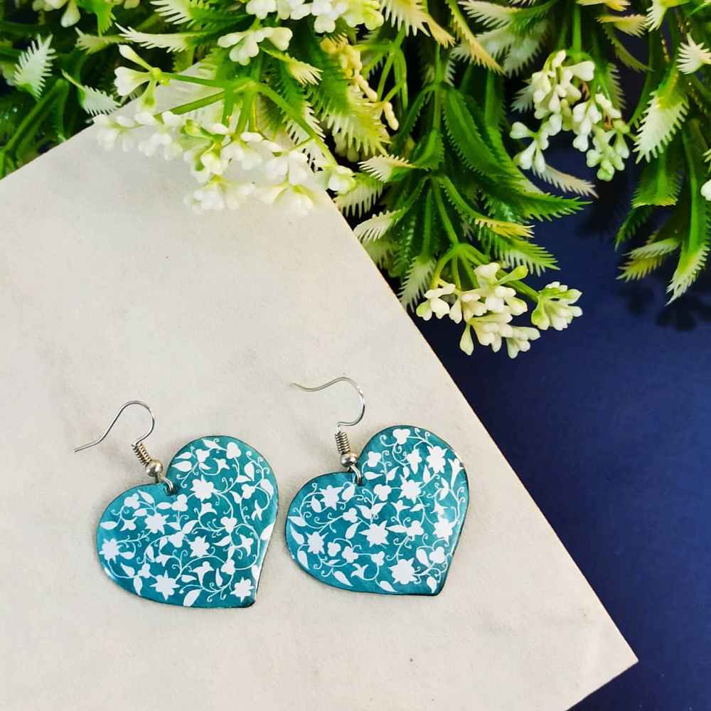 Persian Earrings Handcrafted with Minakari Artistic Heart