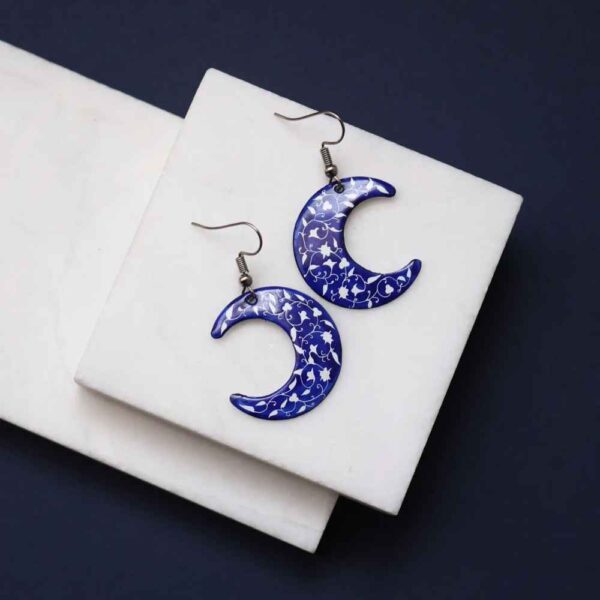 Persian Earrings Handcrafted with Minakari Artistic Moon