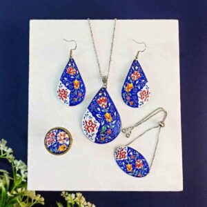 Persian Minakari Jewelry Set Model Lajevard