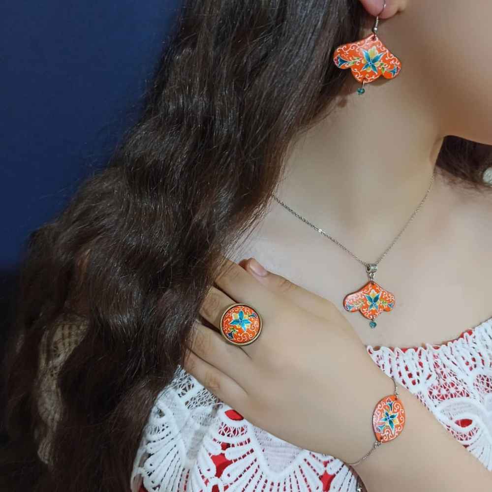 Persian Minakari Jewelry Set Model Paeez