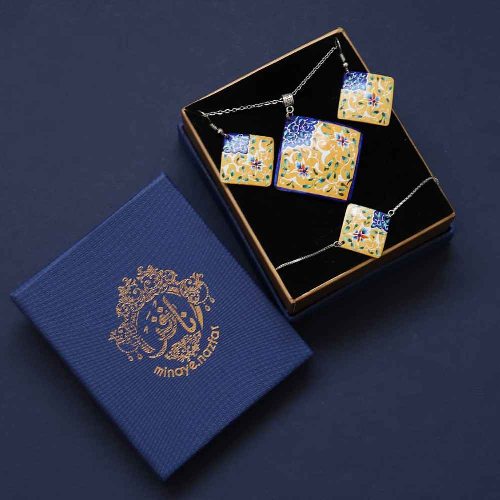 Persian Minakari Jewelry Set Model Roshanak
