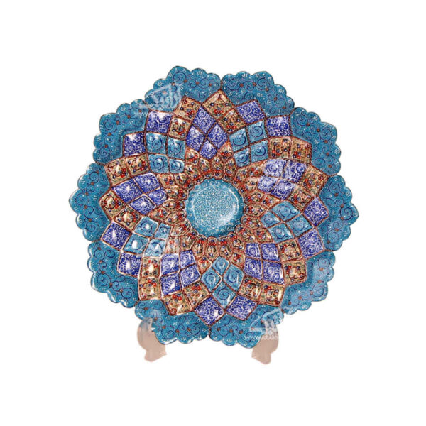 Decorative Copper Wall Plate Hand-Painted with Persian Minakari Enamel Alma