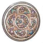 Decorative Copper Plate Hand-Painted with Persian Minakari Enamel Rahil