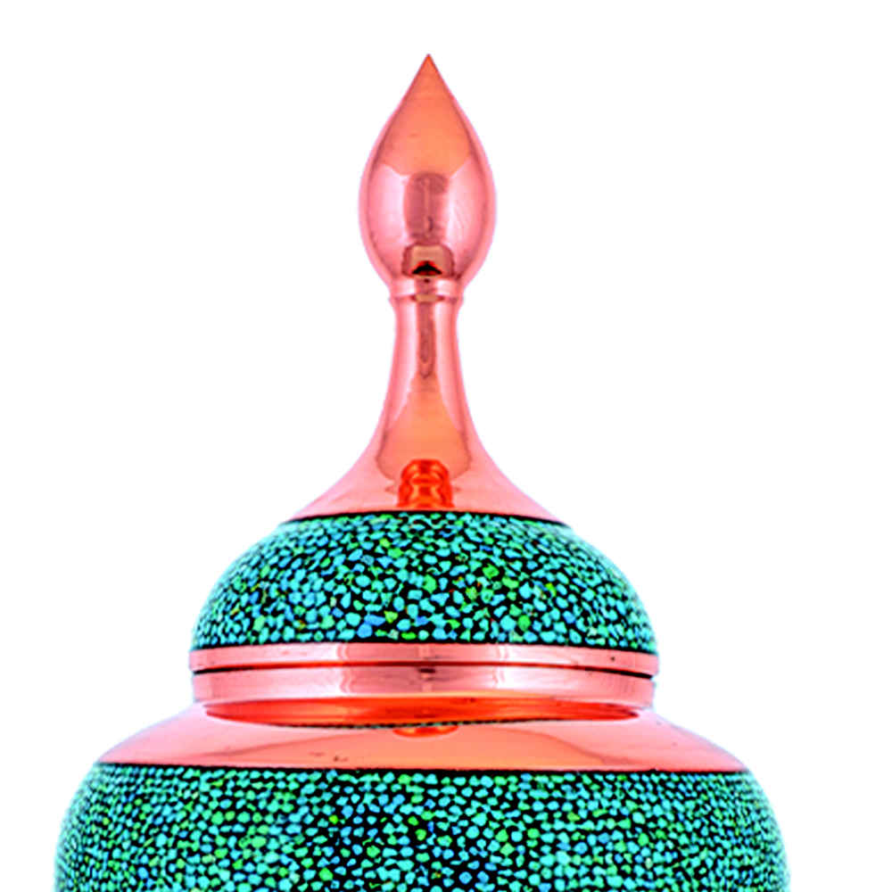 Handcrafted Persian Inlaid Turquoise Copper Sugar Bowl Mahtab