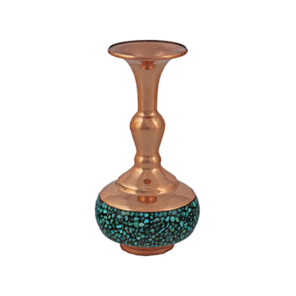 Handcrafted Decorative Persian Inlaid Turquoise Copper Vase Elaheh