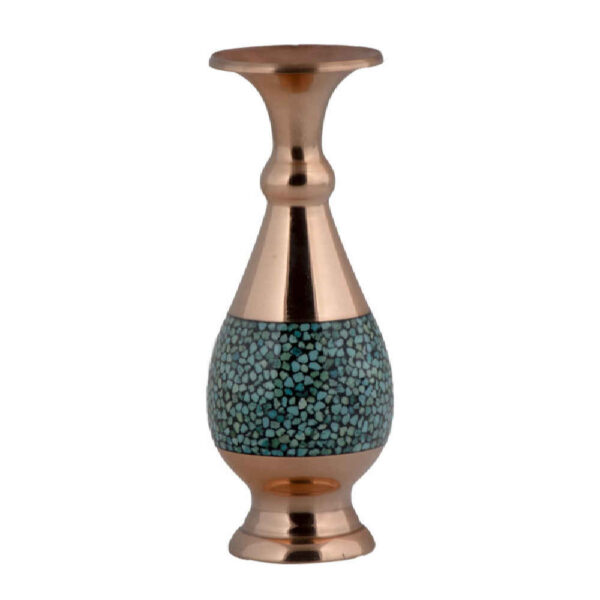 Handcrafted Decorative Persian Inlaid Turquoise Copper Vase Elham