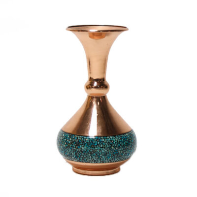 Handcrafted Decorative Persian Inlaid Turquoise Copper Vase Luxury