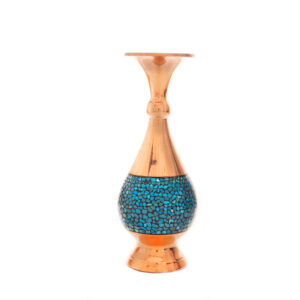 Persian Turquoise Inlay Copper Vase Model Rose