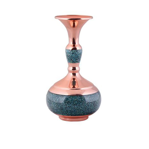 Handcrafted Decorative Persian Inlaid Turquoise Copper Vase Shima