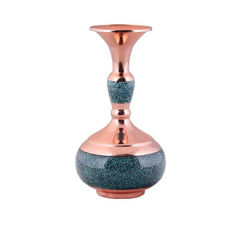 Handcrafted Decorative Persian Inlaid Turquoise Copper Vase Shima
