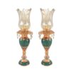 Handcrafted Persian Copper Candlestick - Inlaid Turquoise Design - Helma (2x)