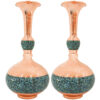 Set of 2 Decorative Persian Inlaid Turquoise Copper Vases Shokoh