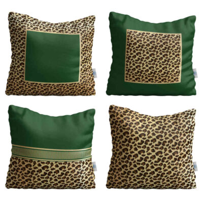 Velvet Cushion Set – Animal Print Design (Set of 4)