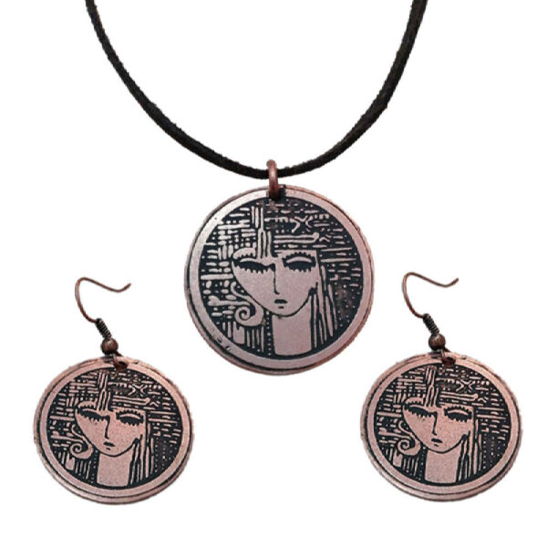 Copper Necklace & Earring Set Model Rokh