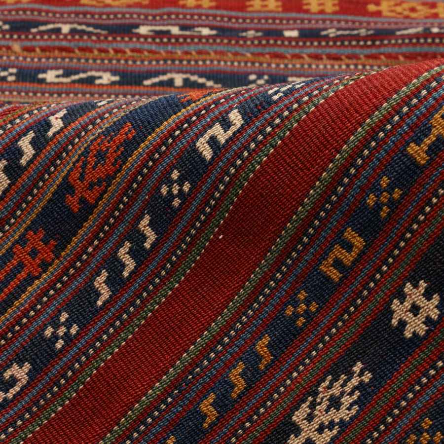 Authentic Persian Jajim Flat-Woven Striped Rug Ava