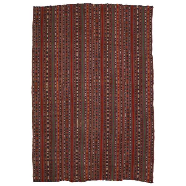 Authentic Persian Jajim Flat-Woven Striped Rug Ava