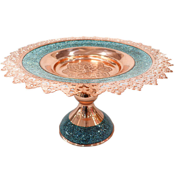 Pedestal Turquoise Inlay Copper Candy Dish Model Asal