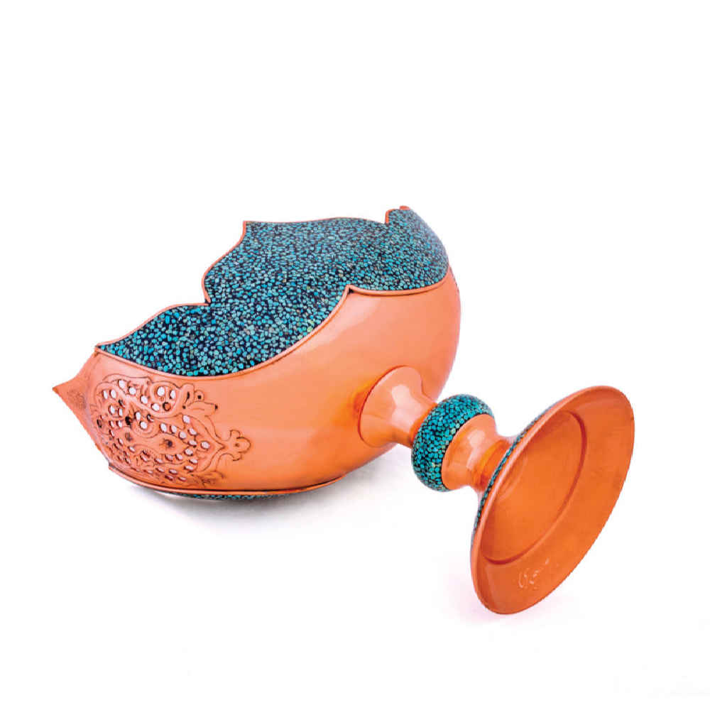 Turquoise Inlay Copper Bowl Model Rasa