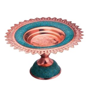 Turquoise Inlay Copper Footed Dish Model Karimi