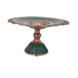 Turquoise Inlay Copper Footed Dish Model Khorshidi