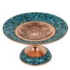 Pedestal Turquoise Inlay Copper Dish Model Sayeh