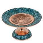 Pedestal Turquoise Inlay Copper Dish Model Sayeh