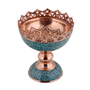 Turquoise Inlay Copper Nut Bowl Model Ayeh