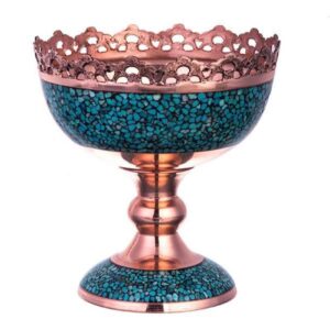 Turquoise Inlay Copper Nut Bowl Model Dina